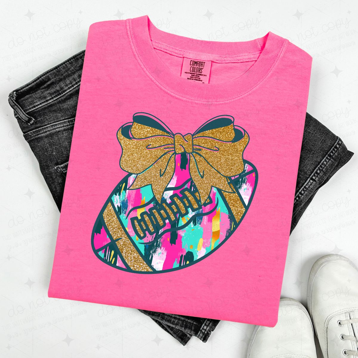 COQUETTE BRUSHSTROKE FOOTBALL - FAUX GLITTER - DTF TRANSFER