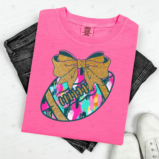 COQUETTE BRUSHSTROKE FOOTBALL - FAUX GLITTER - DTF TRANSFER