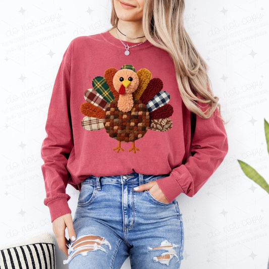 PATCHWORK TURKEY - FAUX YARN - COMPLETED TEE