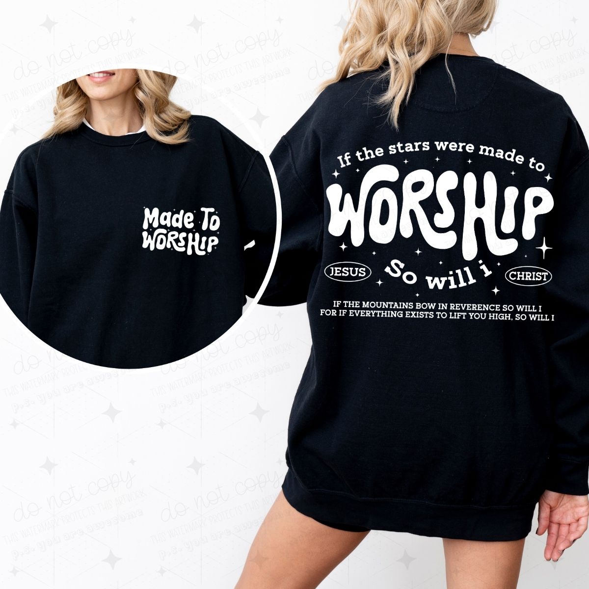MADE TO WORSHIP - FRONT+BACK - DTF TRANSFER
