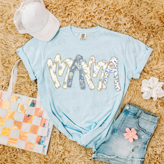 MAMA BLUE FLORAL - DTF TRANSFER