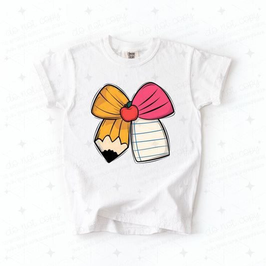 COQUETTE PENCIL AND PAPER BOW - DTF TRANSFER