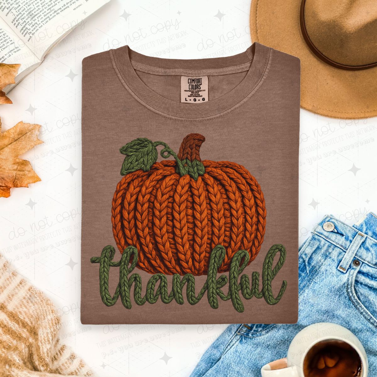 THANKFUL PUMPKIN - FAUX YARN - DTF TRANSFER