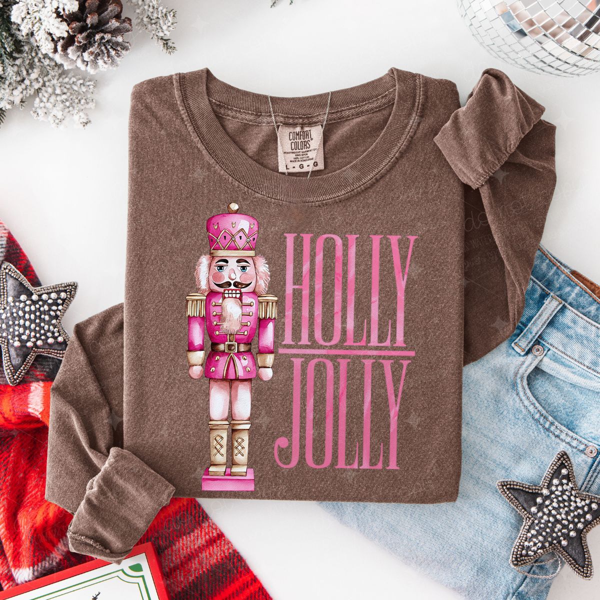 PINK HOLLY JOLLY - DTF TRANSFER