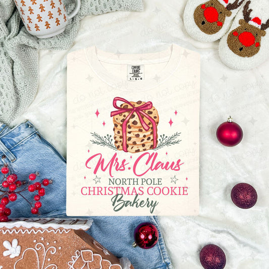 COQUETTE MRS.CLAUS NORTH POLE CHRISTMAS COOKIE BAKERY - DTF TRANSFER