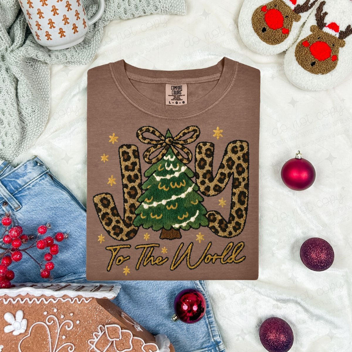 COQUETTE ANIMAL PRINT JOY TO THE WORLD - FAUX YARN - DTF TRANSFER