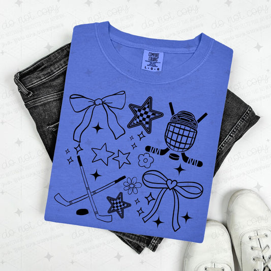 COQUETTE HOCKEY DOODLE - BLACK - DTF TRANSFER