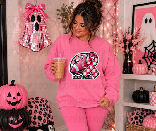 PINK OUT FOOTBALL CHECKERED RIBBON *OLLIE & CO. EXCLUSIVE* - DTF TRANSFER
