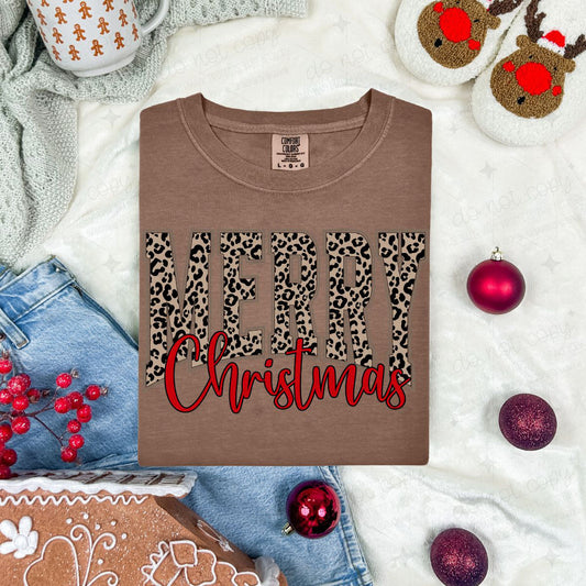ANIMAL PRINT AND RED MERRY CHRISTMAS - DTF TRANSFER