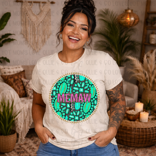 CONCHO MEMAW TURQUOISE - DTF TRANSFER