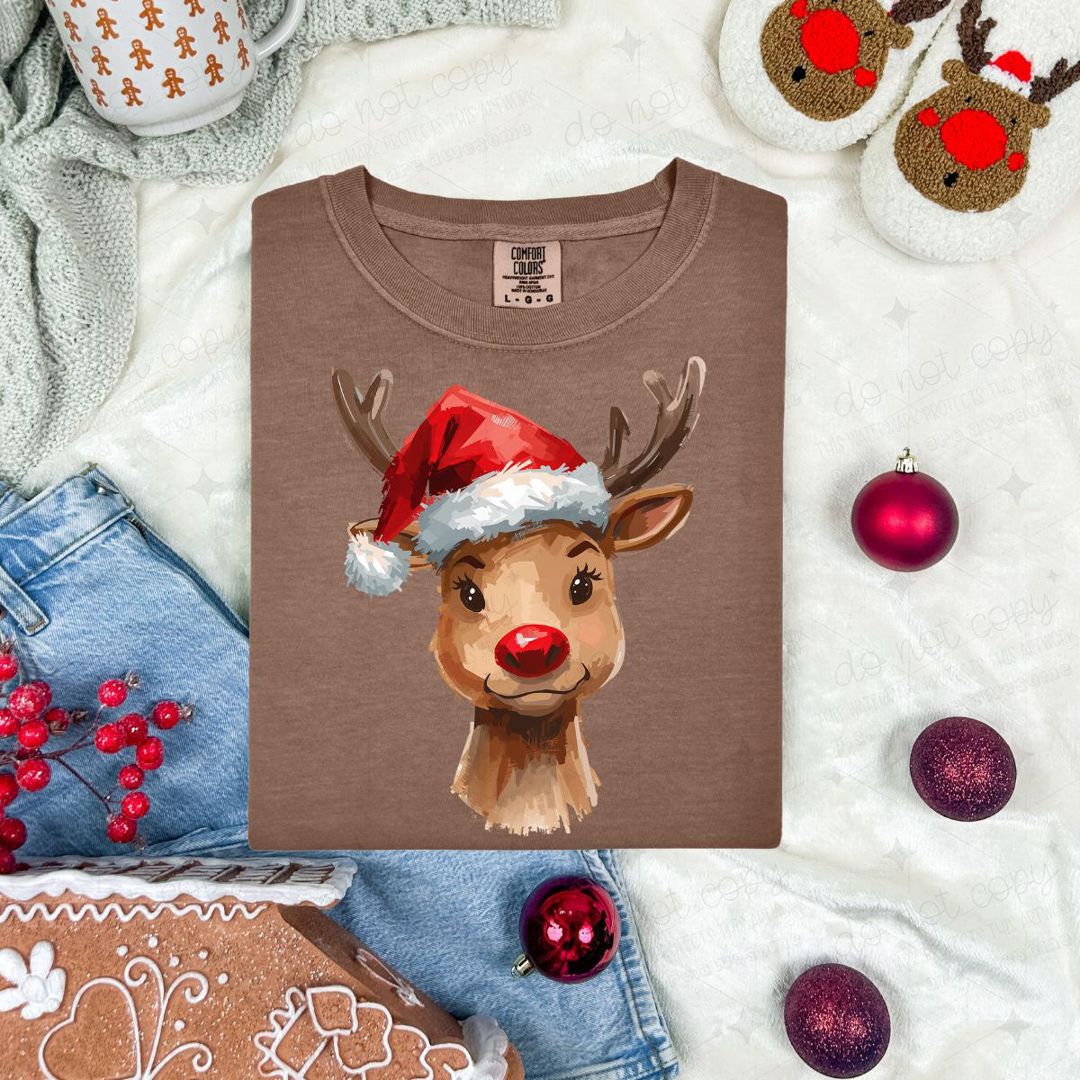 BRUSH STROKE RED NOSE REINDEER - DTF TRANSFER