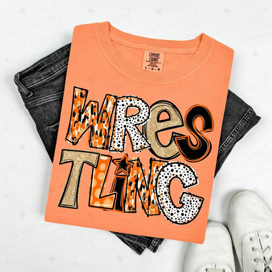 WRESTLING - ORANGE/GOLD/BLACK - DTF TRANSFER