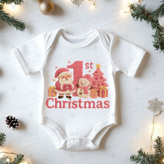 PINK 1ST CHRISTMAS - FAUX YARN - DTF TRANSFER