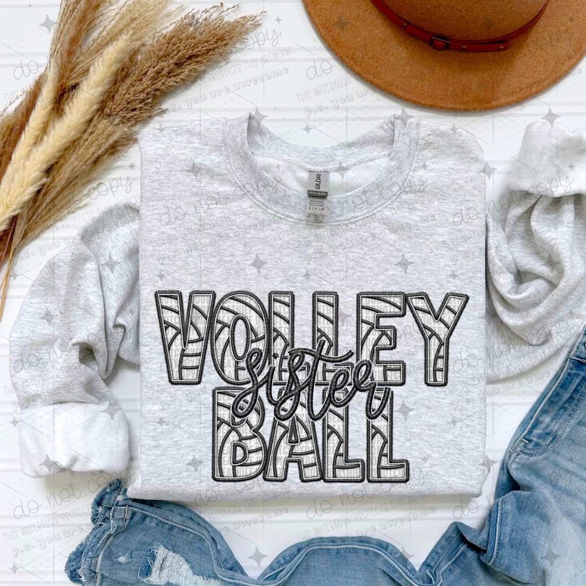VOLLEYBALL - NAMES/FAUX EMBROIDERY - DTF TRANSFER