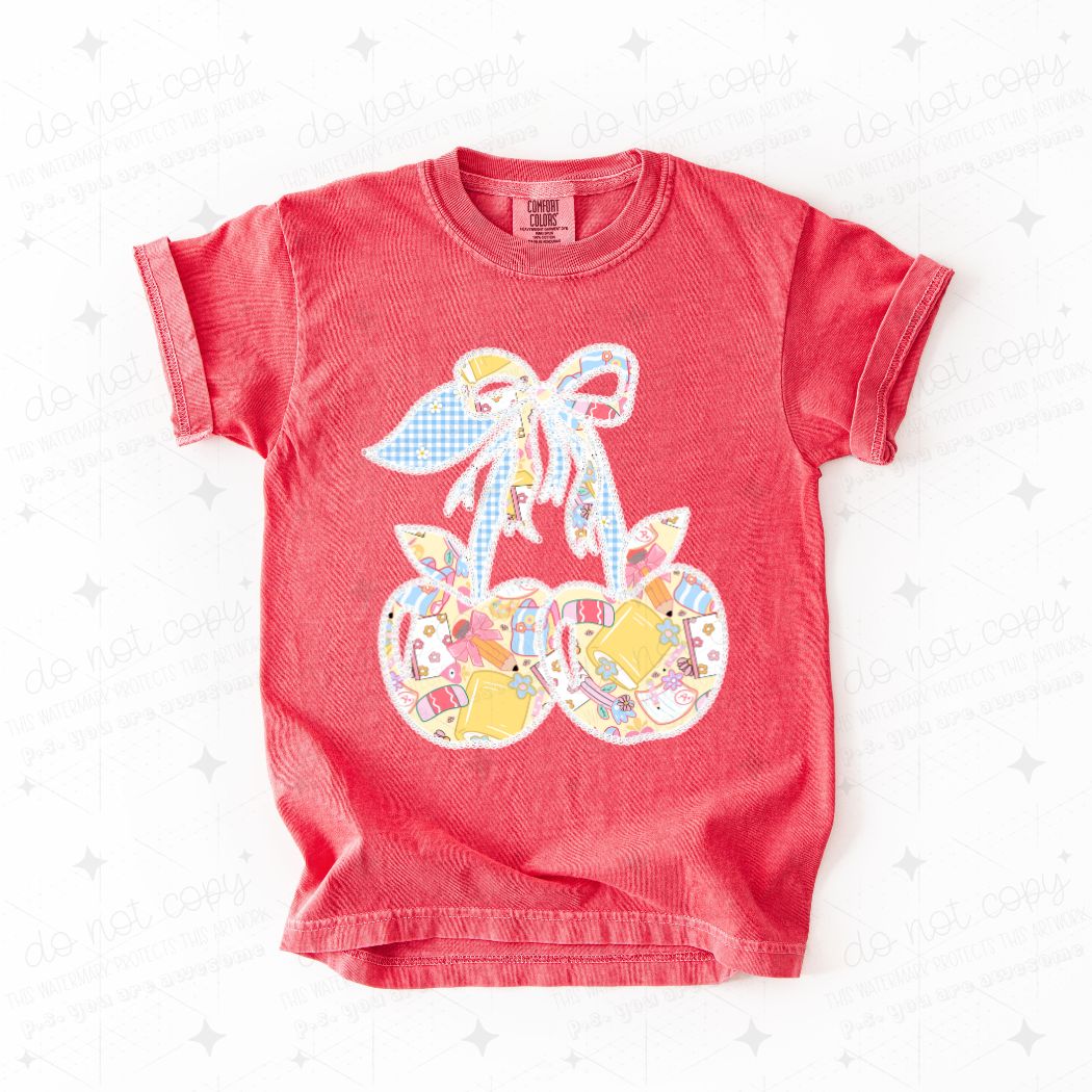 COQUETTE BACK TO SCHOOL CHERRIES BOW - DTF TRANSFER