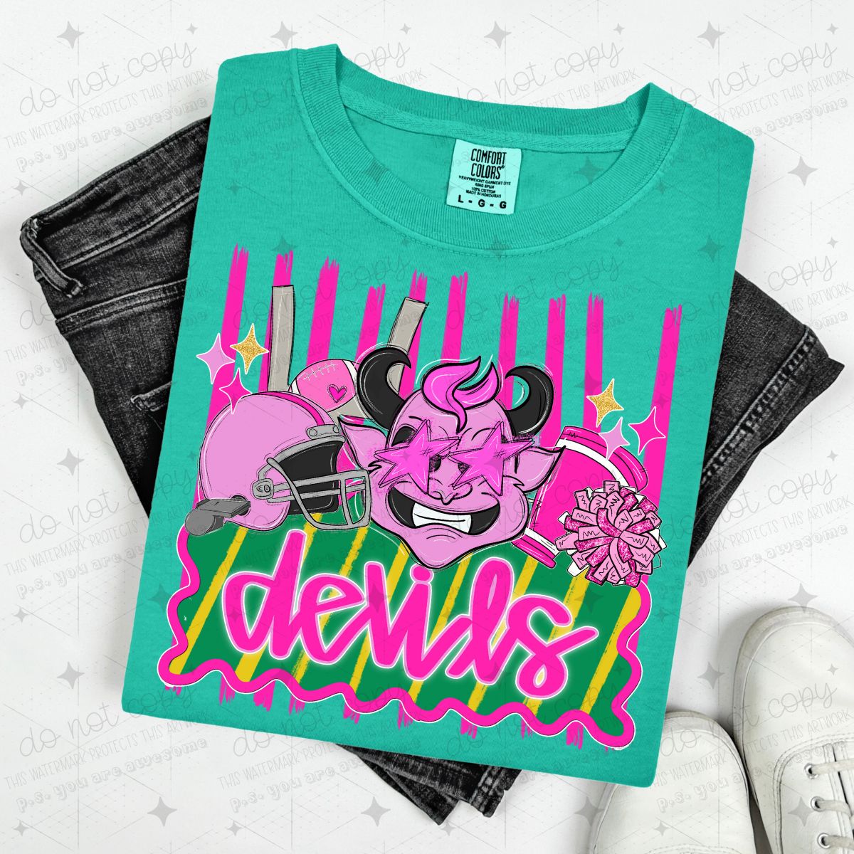 DEVILS - FAUX GLITTER - DTF TRANSFER
