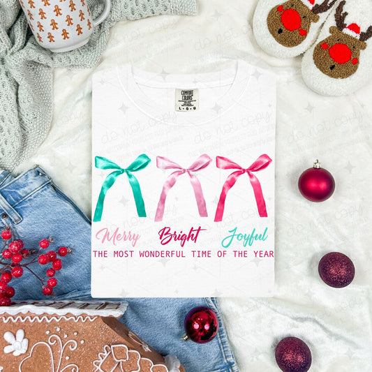 COQUETTE MERRY BRIGHT JOYFUL THE MOST WONDERFUL TIME OF THE YEAR - DTF TRANSFER