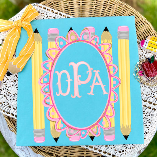PENCIL MONOGRAM FRAME - CUSTOM TRANSFER