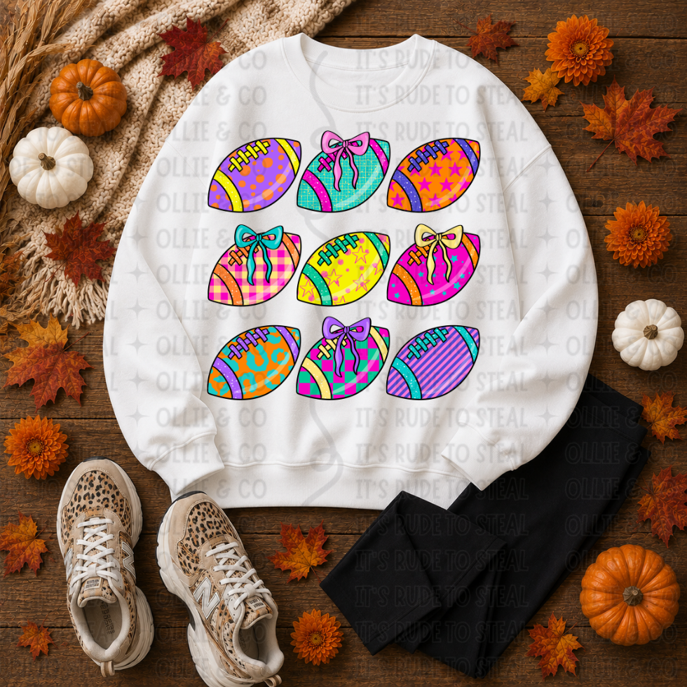 PREPPY FOOTBALLS - DTF TRANSFER
