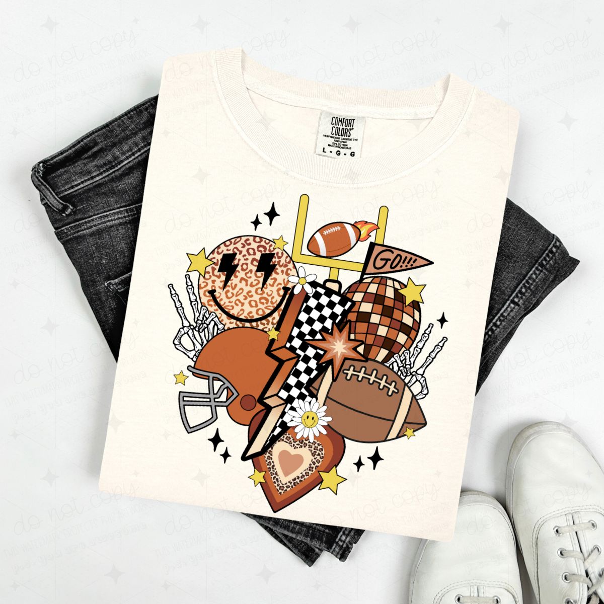 RETRO FOOTBALL - BROWN/ANIMAL PRINT - DTF TRANSFER