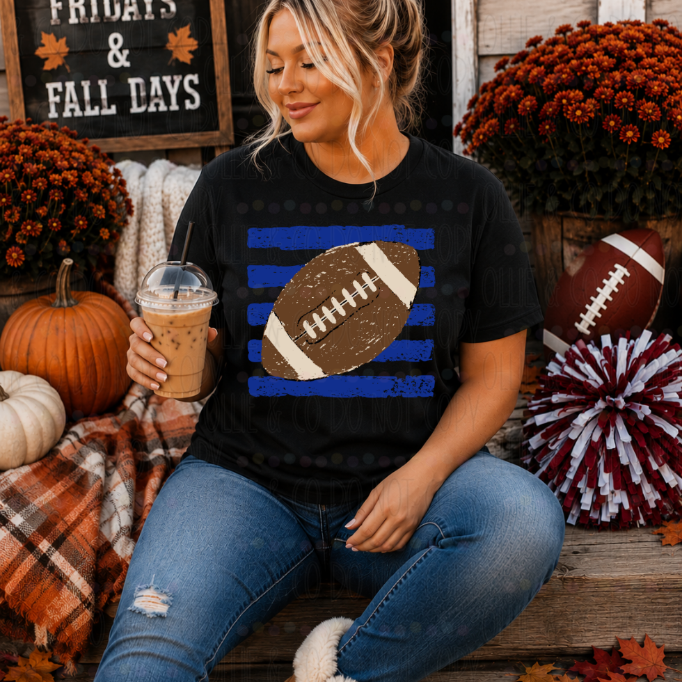 STRIPED FOOTBALL BLUE - DTF TRANSFER