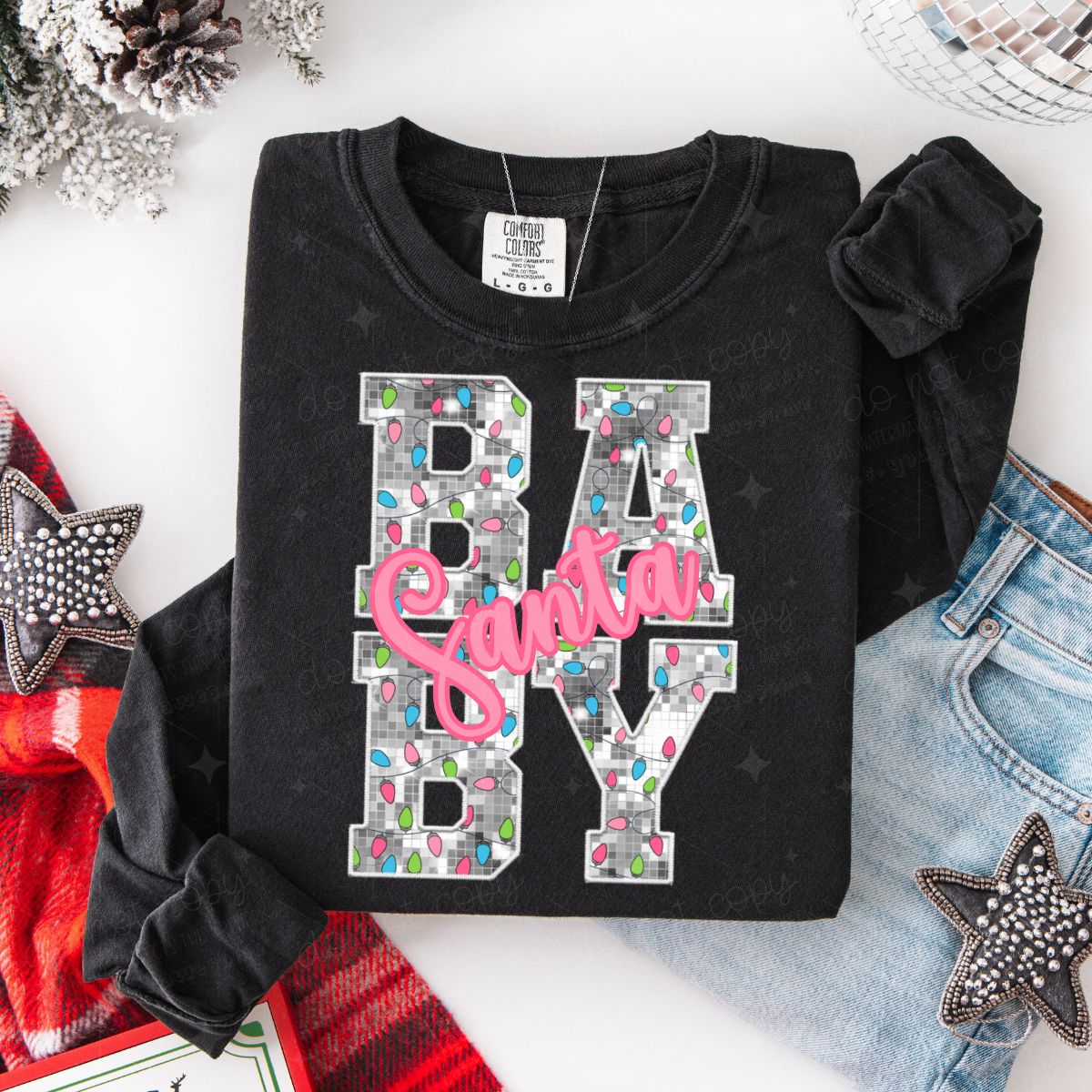SANTA BABY - FAUX SEQUIN - DTF TRANSFER