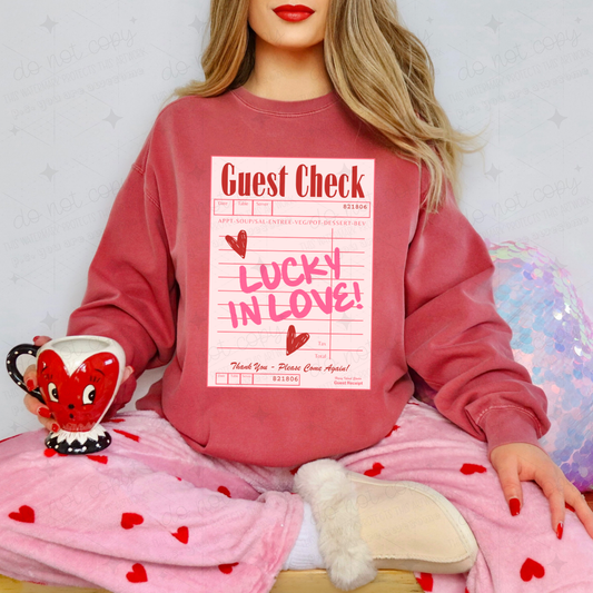 GUEST CHECK LUCKY IN LOVE - DTF TRANSFER