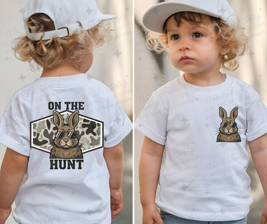 ON THE HUNT RABBIT - FRONT+BACK - DTF TRANSFER