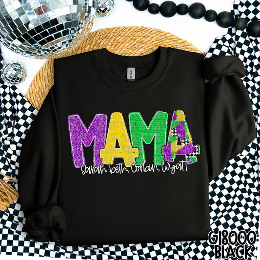 Mardi Gras- Mama, Aunt, Grandma, Etc. with Kids names