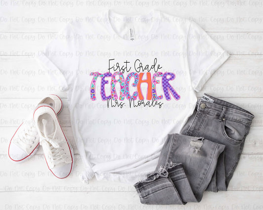 WILD PANSIES TEACHER WITH NAME - CUSTOM TRANSFER