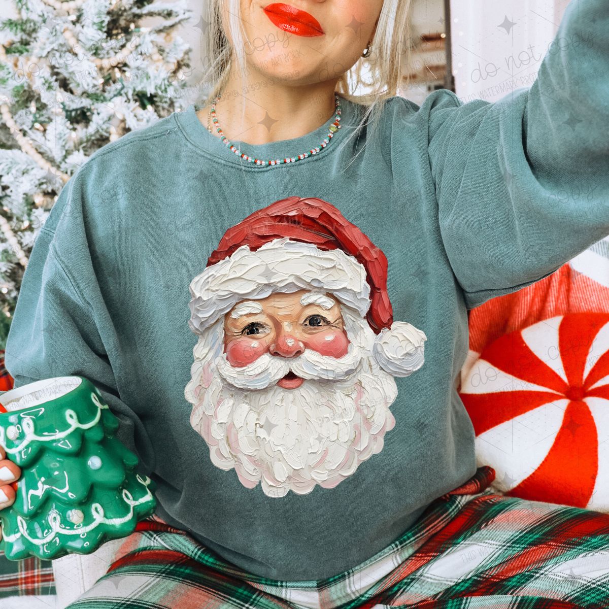 VINTAGE HAND PAINTED SANTA - DTF TRANSFER