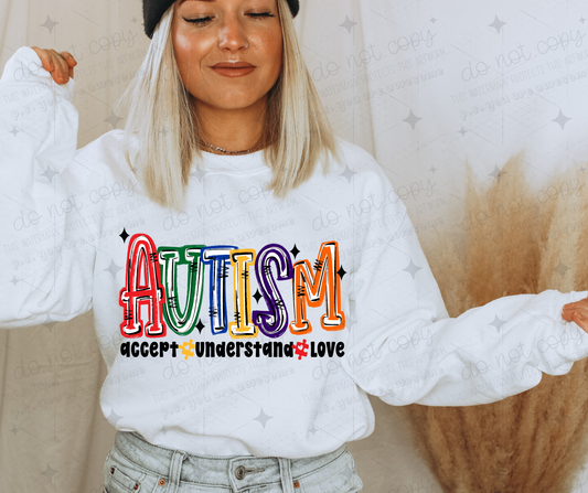 AUTISM ACCEPT UNDERSTAND LOVE - *OLLIE & CO. EXCLUSIVE* - DTF TRANSFER