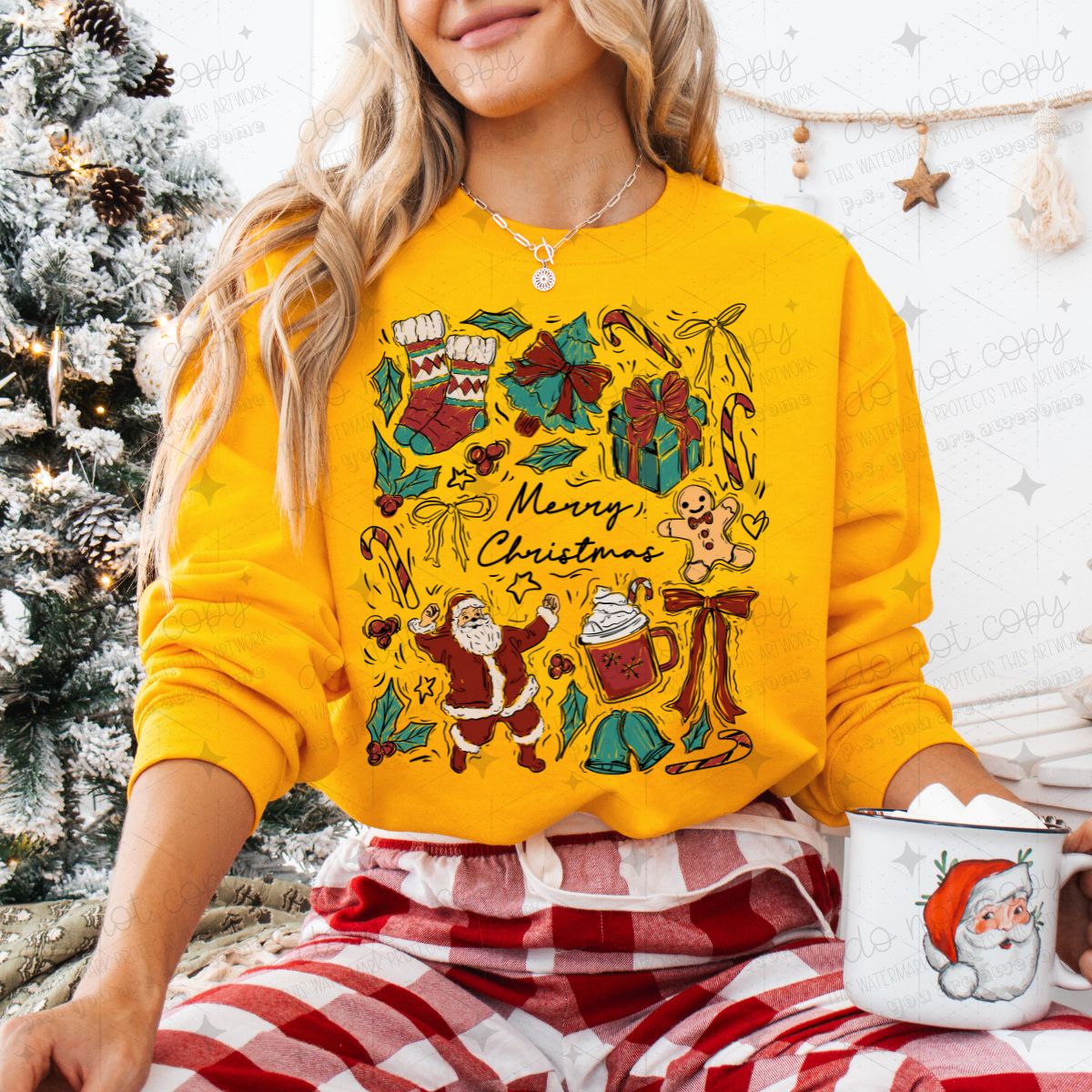 COQUETTE MERRY CHRISTMAS DOODLE - DTF TRANSFER