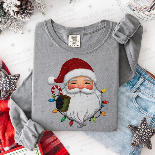 SANTA - FAUX EMBROIDERY/FAUX SEQUIN - DTF TRANSFER
