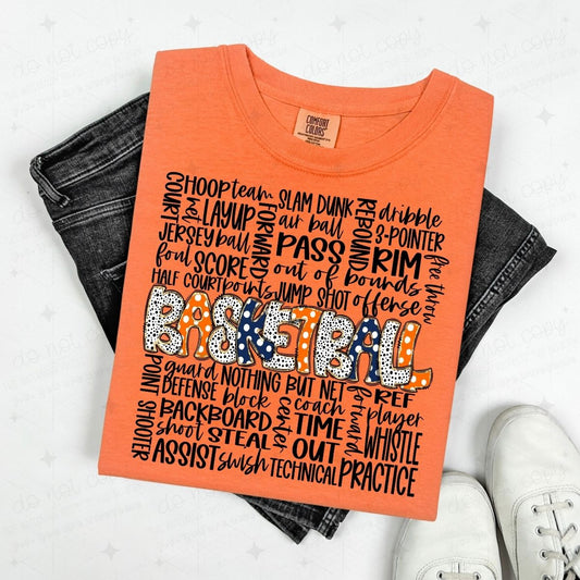 BASKETBALL - NAVY BLUE/ORANGE - DTF TRANSFER