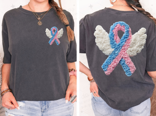 INFANT LOSS WINGS FAUX YARN - FRONT & BACK - *OLLIE & CO. EXCLUSIVE* - COMPLETED TEE
