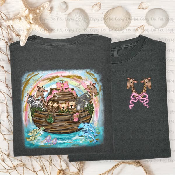 NOAH'S ARK WITH ANIMALS GIRL - FRONT+BACK - DTF TRANSFER