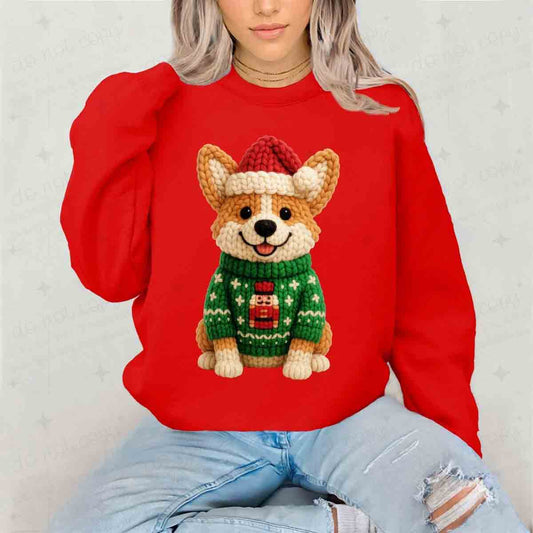 CHRISTMAS CORGI - FAUX YARN - DTF TRANSFER