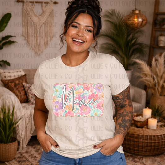 FLORAL NANA FRAME - DTF TRANSFER