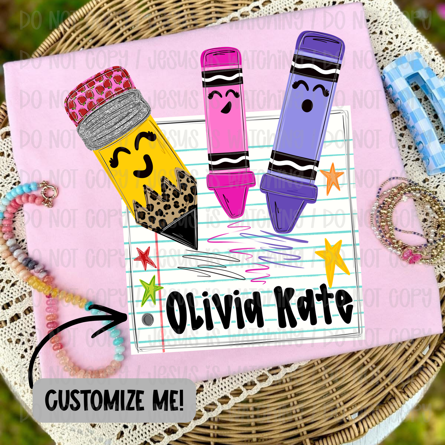 BACK TO SCHOOL NOTEBOOK WITH NAME - CUSTOM TRANSFER