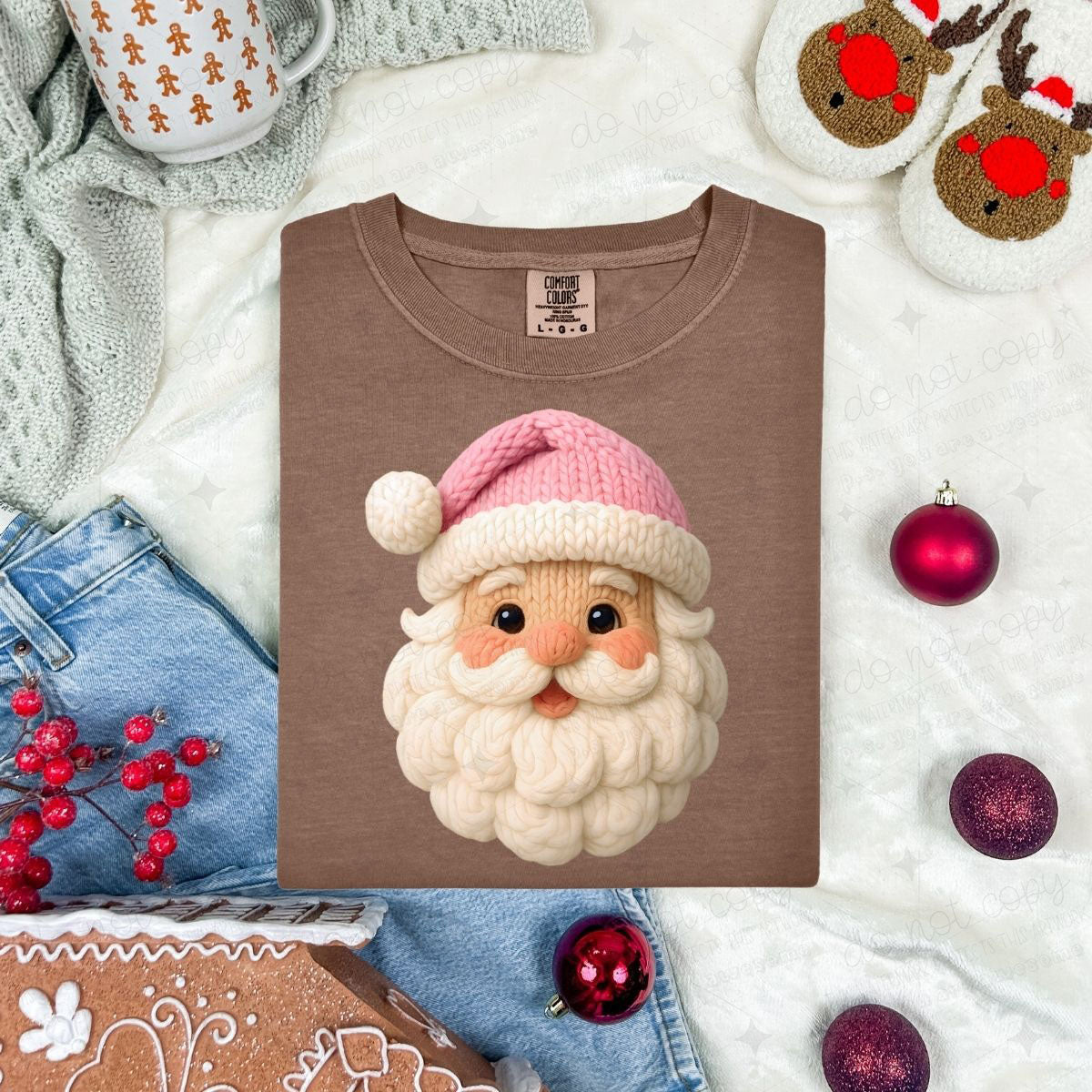 PINK SANTA - FAUX YARN - DTF TRANSFER