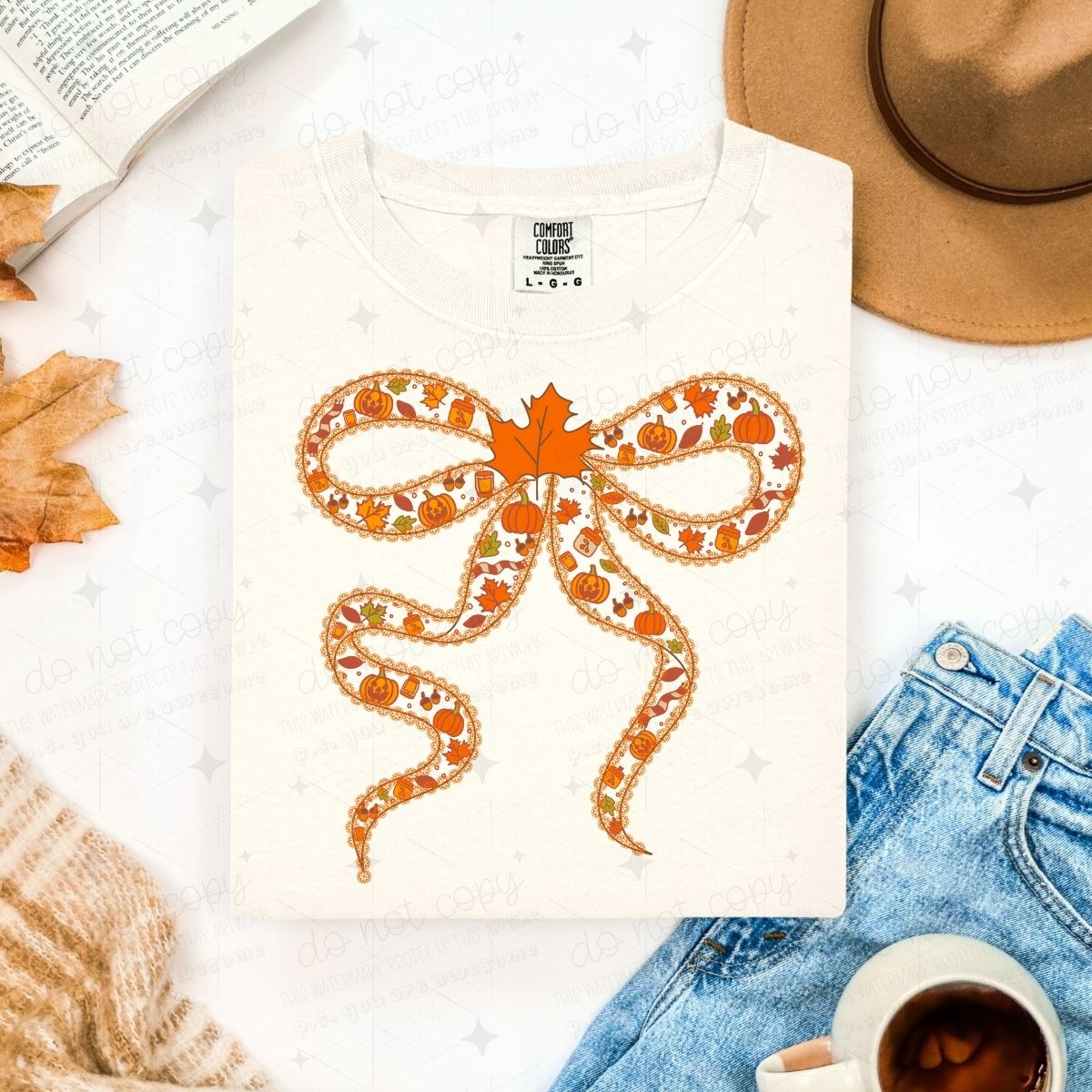 COQUETTE LEAF BOW - FAUX LACE - DTF TRANSFER