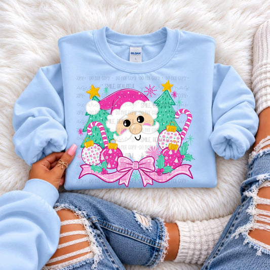 PINK SANTA WITH TREES - DTF TRANSFER
