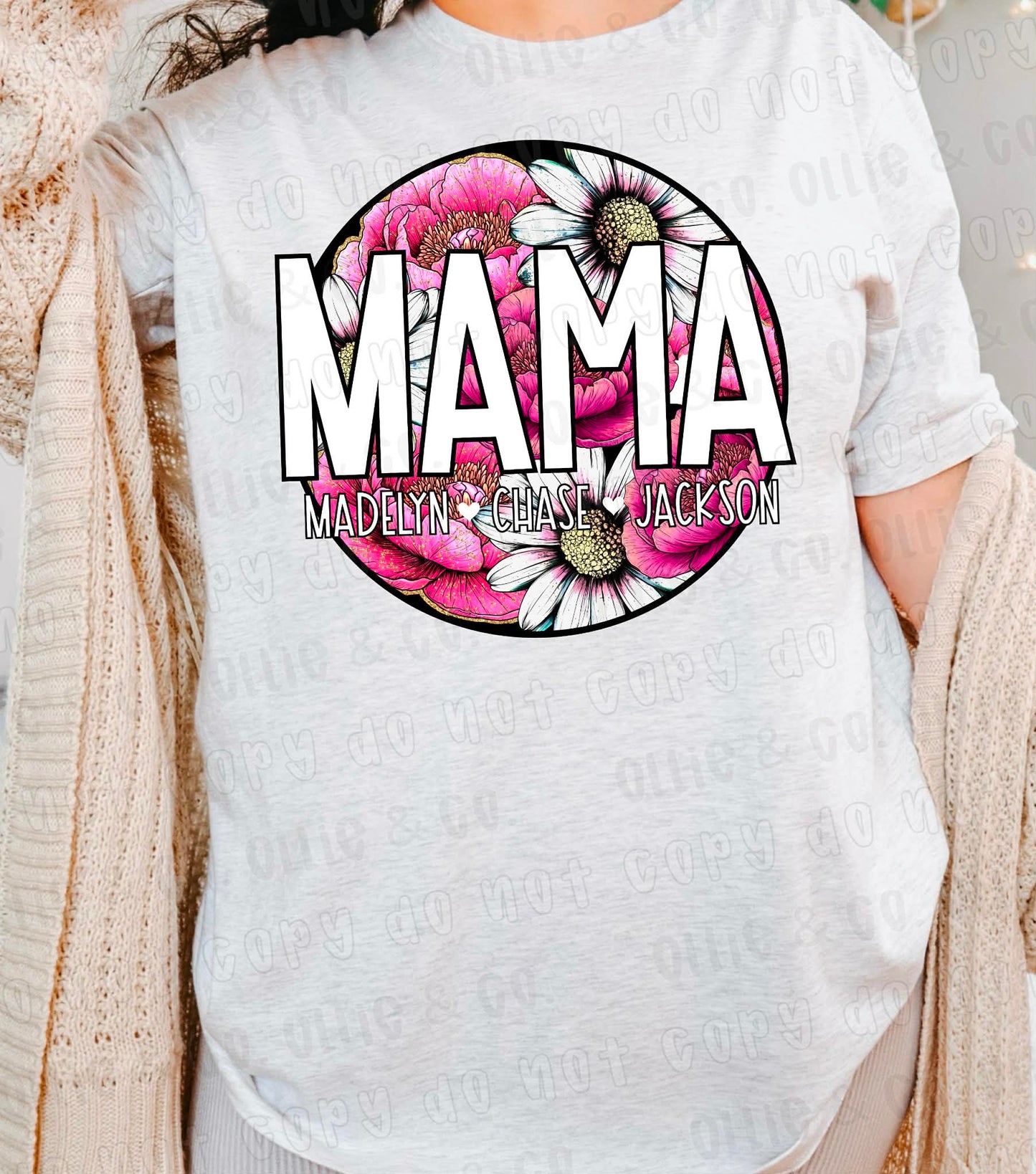 CIRCLE FLOWER MAMA WITH NAMES - CUSTOM TRANSFER