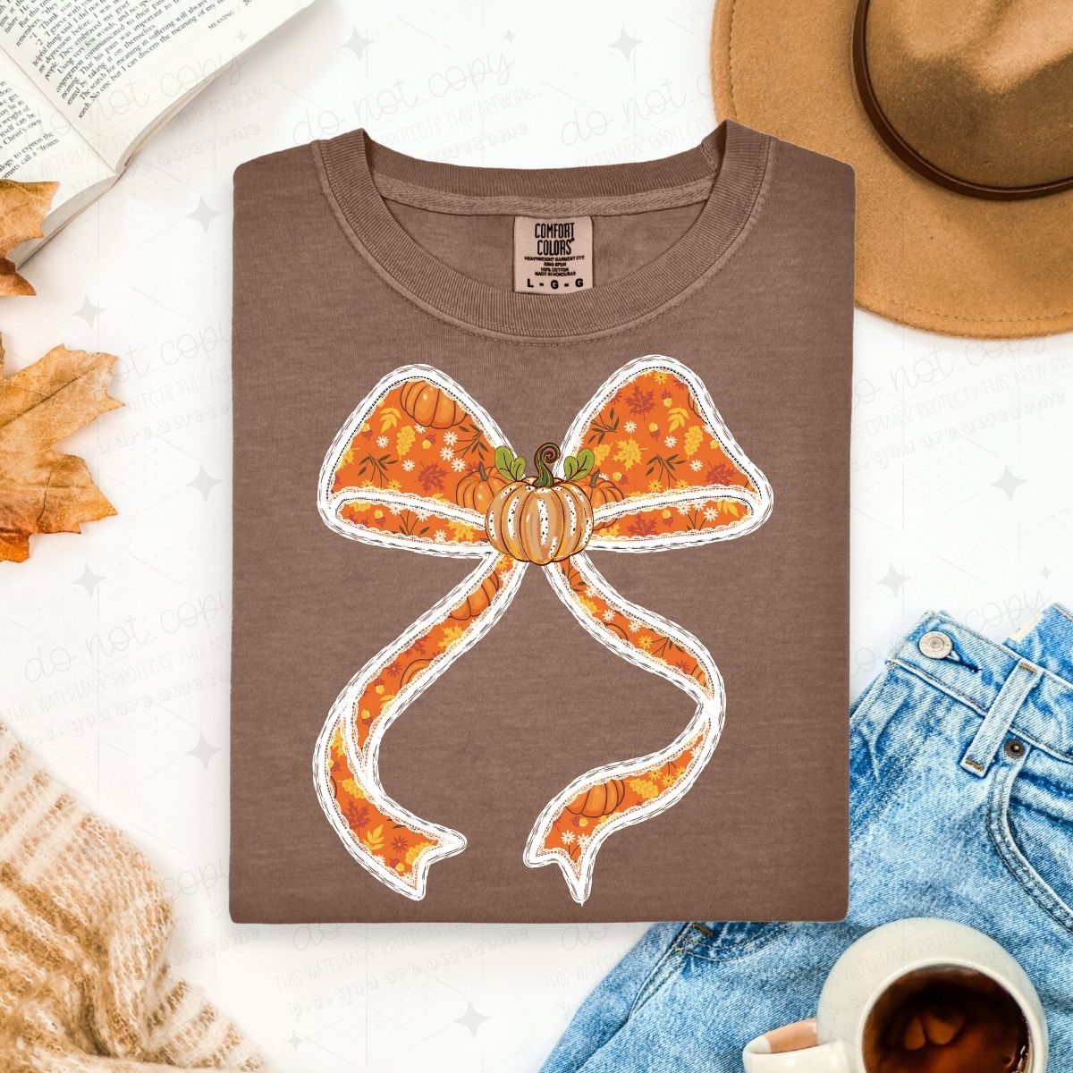 COQUETTE PUMPKIN BOW - FAUX LACE - DTF TRANSFER