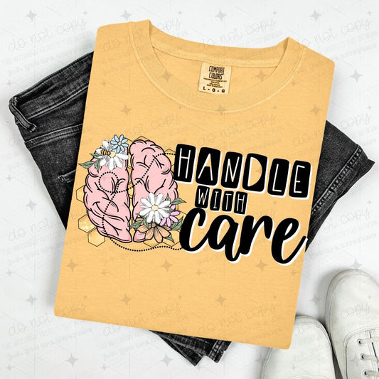 HANDLE WITH CARE - BEES AND FLORAL BRAIN - DTF TRANSFER
