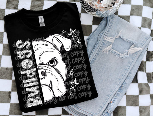 BLACK WHITE DOTTIE MASCOT - DTF TRANSFER