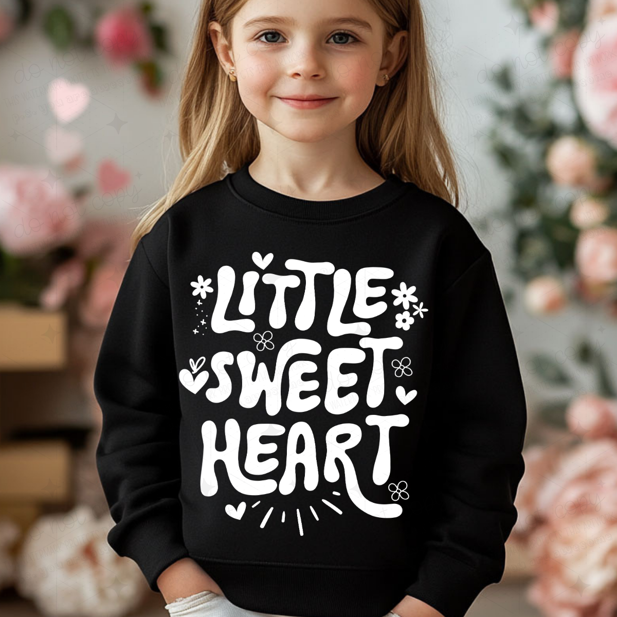 LITTLE SWEET HEART - WHITE TEXT - DTF TRANSFER