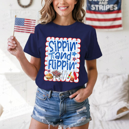 COQUETTE SIPPIN' AND FLIPPIN' - COMPLETED TEE