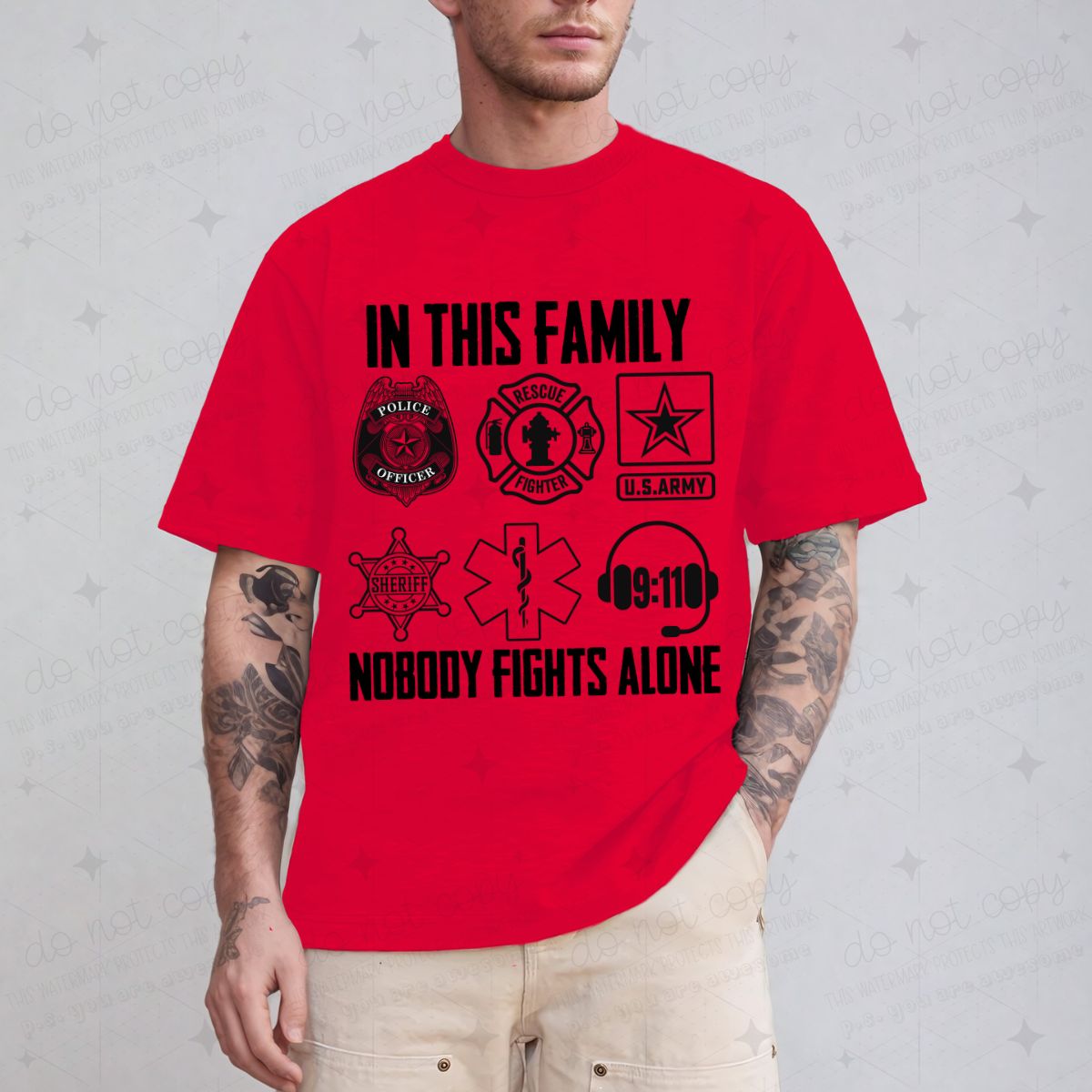 IN THIS FAMILY NOBODY FIGHTS ALONE - DTF TRANSFER